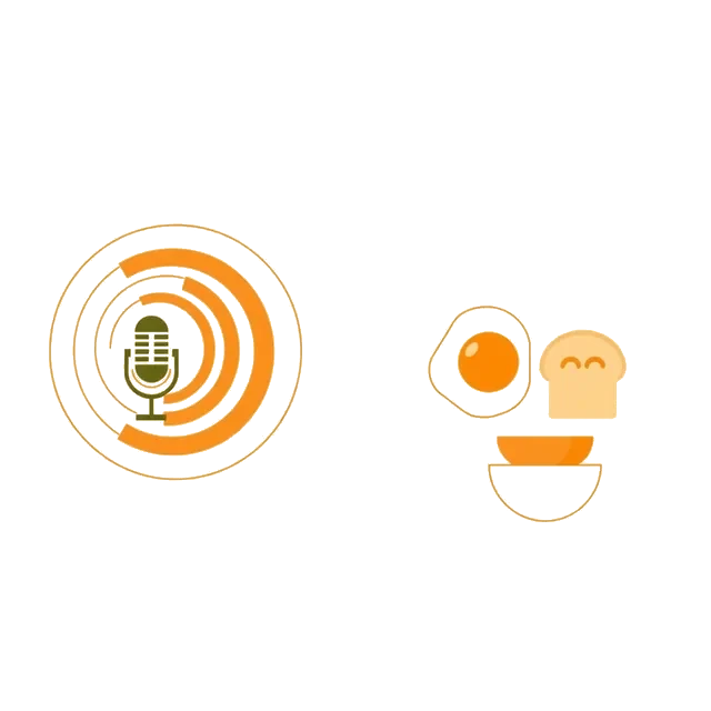 Sound waves from a microphone turning into simple food shapes.